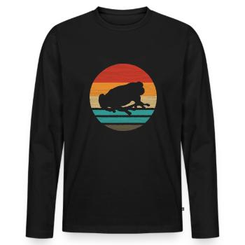 Frog Retro Style Vintage - Men's Premium Organic Long Sleeve Shirt - black - Front - Nico (187cm)
