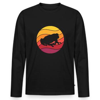 Frog Retro Style Vintage - Men's Premium Organic Long Sleeve Shirt - black - Front - Nico (187cm)