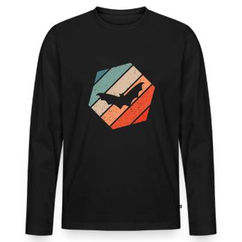 Bat Retro Style Vintage - T-shirt manches longues Premium bio Homme - noir - Devant - Nico (187cm)