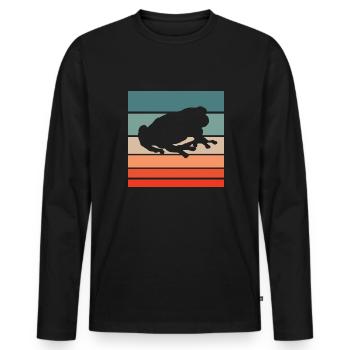 Frog Retro Style Vintage - Men's Premium Organic Long Sleeve Shirt - black - Front - Nico (187cm)