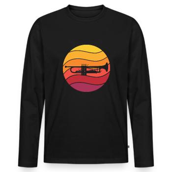 Trompette Retro Style Vintage - T-shirt manches longues Premium bio Homme - noir - Devant - Nico (187cm)