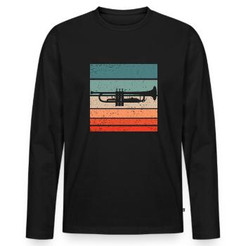 Trompette Retro Style Vintage - T-shirt manches longues Premium bio Homme - noir - Devant - Nico (187cm)