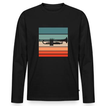 Trompette Retro Style Vintage - T-shirt manches longues Premium bio Homme - noir - Devant - Nico (187cm)