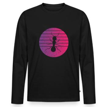 Ameise Retro Style Vintage - Männer Premium Bio Langarmshirt - Schwarz - Vorne - Nico (187cm)