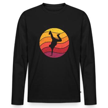 Breakdance Retro Style Vintage - Männer Premium Bio Langarmshirt - Schwarz - Vorne - Nico (187cm)