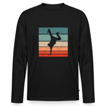 Breakdance Retro Style Vintage - Männer Premium Bio Langarmshirt - Schwarz - Vorne - Nico (187cm)