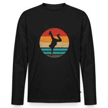 Breakdance Retro Style Vintage - Männer Premium Bio Langarmshirt - Schwarz - Vorne - Nico (187cm)