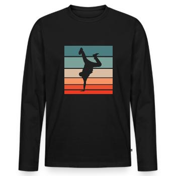 Breakdance Retro Style Vintage - Männer Premium Bio Langarmshirt - Schwarz - Vorne - Nico (187cm)