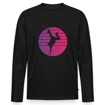 Breakdance Retro Style Vintage - Männer Premium Bio Langarmshirt - Schwarz - Vorne - Nico (187cm)