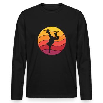 Breakdance Retro Style Vintage - Männer Premium Bio Langarmshirt - Schwarz - Vorne - Nico (187cm)