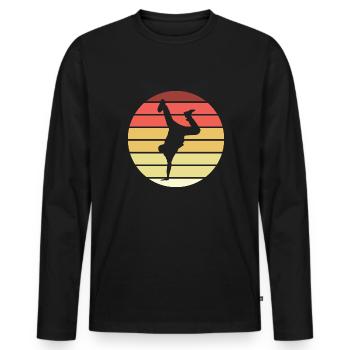 Breakdance Retro Style Vintage - Männer Premium Bio Langarmshirt - Schwarz - Vorne - Nico (187cm)