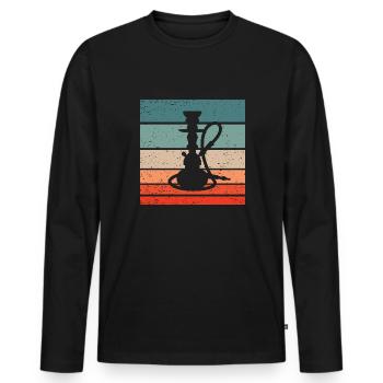 Pipe à eau Retro Style Vintage - T-shirt manches longues Premium bio Homme - noir - Devant - Nico (187cm)