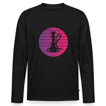 Pipe à eau Retro Style Vintage - T-shirt manches longues Premium bio Homme - noir - Devant - Nico (187cm)