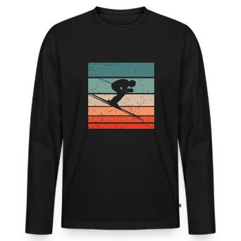 Skiing Retro Style Vintage - Men's Premium Organic Long Sleeve Shirt - black - Front - Nico (187cm)