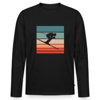Skiing Retro Style Vintage - Men's Premium Organic Long Sleeve Shirt - black - Front - Nico (187cm)