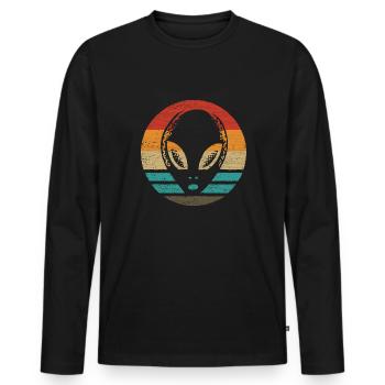 Alien Retro Style Vintage - Männer Premium Bio Langarmshirt - Schwarz - Vorne - Nico (187cm)