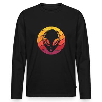Alien Retro Style Vintage - Männer Premium Bio Langarmshirt - Schwarz - Vorne - Nico (187cm)