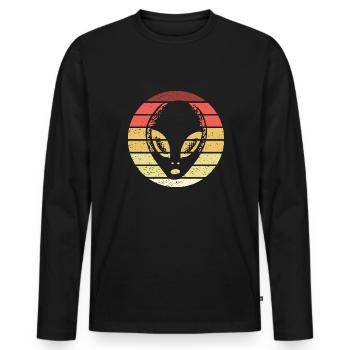 Alien Retro Style Vintage - Männer Premium Bio Langarmshirt - Schwarz - Vorne - Nico (187cm)