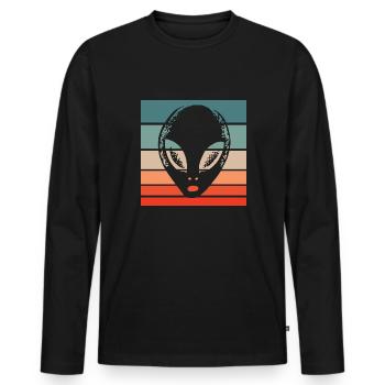 Alien Retro Style Vintage - Männer Premium Bio Langarmshirt - Schwarz - Vorne - Nico (187cm)