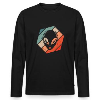 Alien Retro Style Vintage - Männer Premium Bio Langarmshirt - Schwarz - Vorne - Nico (187cm)