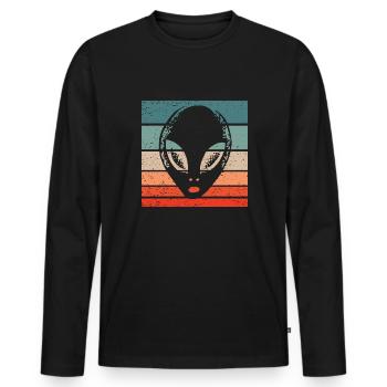 Alien Retro Style Vintage - Männer Premium Bio Langarmshirt - Schwarz - Vorne - Nico (187cm)