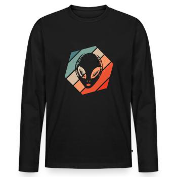 Alien Retro Style Vintage - Männer Premium Bio Langarmshirt - Schwarz - Vorne - Nico (187cm)