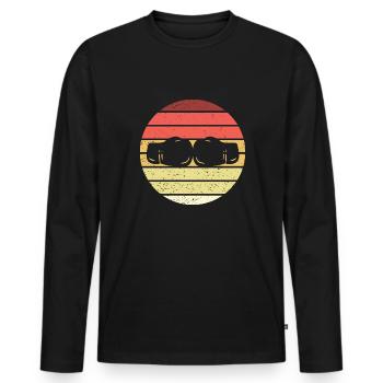 Boxen Retro Style Vintage - Männer Premium Bio Langarmshirt - Schwarz - Vorne - Nico (187cm)