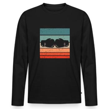 Boxen Retro Style Vintage - Männer Premium Bio Langarmshirt - Schwarz - Vorne - Nico (187cm)