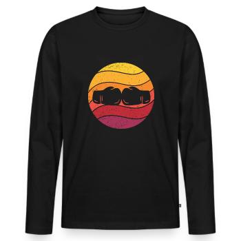 Boxen Retro Style Vintage - Männer Premium Bio Langarmshirt - Schwarz - Vorne - Nico (187cm)