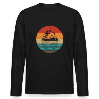 Cupcake Retro Style Vintage - Männer Premium Bio Langarmshirt - Schwarz - Vorne - Nico (187cm)