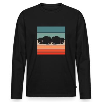 Boxen Retro Style Vintage - Männer Premium Bio Langarmshirt - Schwarz - Vorne - Nico (187cm)