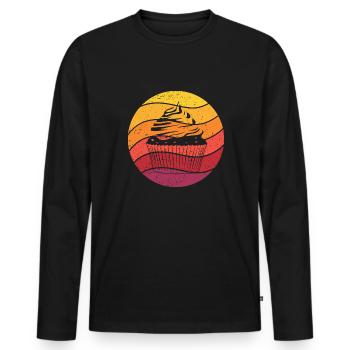 Cupcake Retro Style Vintage - Männer Premium Bio Langarmshirt - Schwarz - Vorne - Nico (187cm)