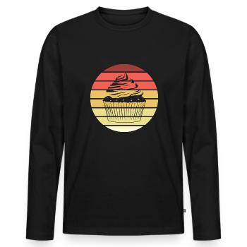 Cupcake Retro Style Vintage - Männer Premium Bio Langarmshirt - Schwarz - Vorne - Nico (187cm)