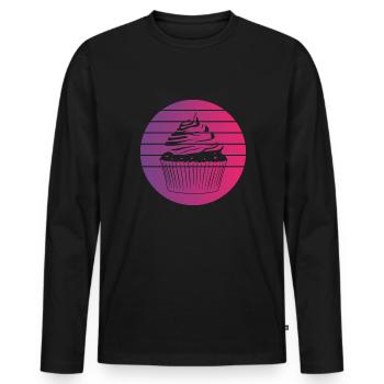 Cupcake Retro Style Vintage - Männer Premium Bio Langarmshirt - Schwarz - Vorne - Nico (187cm)