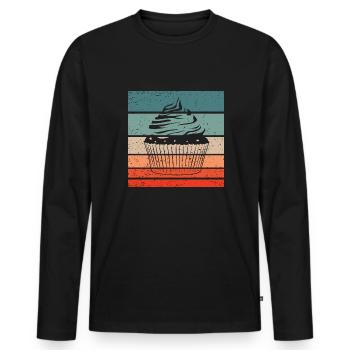 Cupcake Retro Style Vintage - Männer Premium Bio Langarmshirt - Schwarz - Vorne - Nico (187cm)