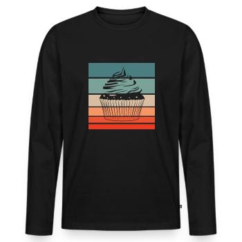 Cupcake Retro Style Vintage - Männer Premium Bio Langarmshirt - Schwarz - Vorne - Nico (187cm)