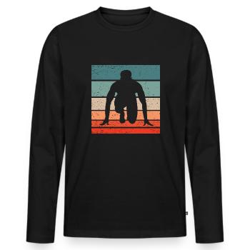 Running Retro Style Vintage - Men's Premium Organic Long Sleeve Shirt - black - Front - Nico (187cm)