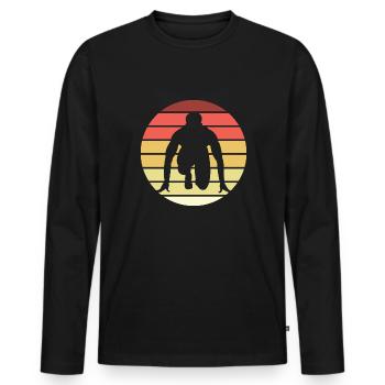 Running Retro Style Vintage - Men's Premium Organic Long Sleeve Shirt - black - Front - Nico (187cm)