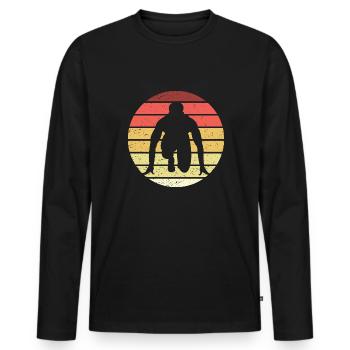 Running Retro Style Vintage - Men's Premium Organic Long Sleeve Shirt - black - Front - Nico (187cm)