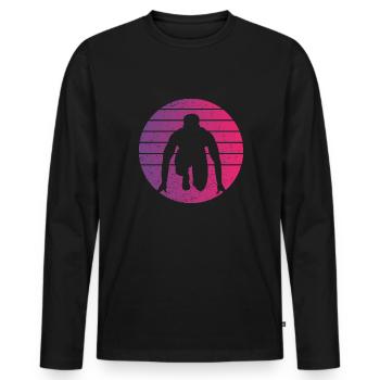 Running Retro Style Vintage - Men's Premium Organic Long Sleeve Shirt - black - Front - Nico (187cm)