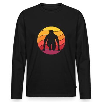 Running Retro Style Vintage - Men's Premium Organic Long Sleeve Shirt - black - Front - Nico (187cm)