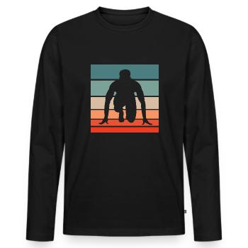Running Retro Style Vintage - Men's Premium Organic Long Sleeve Shirt - black - Front - Nico (187cm)