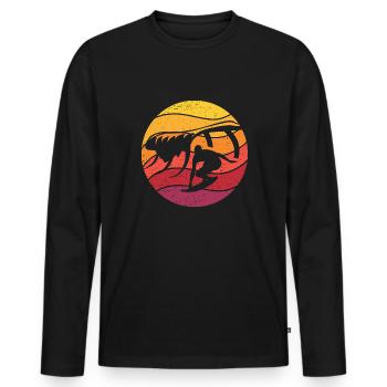 Surfen Retro Style Vintage - Männer Premium Bio Langarmshirt - Schwarz - Vorne - Nico (187cm)