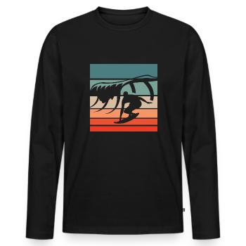 Surfen Retro Style Vintage - Männer Premium Bio Langarmshirt - Schwarz - Vorne - Nico (187cm)