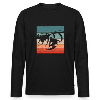 Surfen Retro Style Vintage - Männer Premium Bio Langarmshirt - Schwarz - Vorne - Nico (187cm)