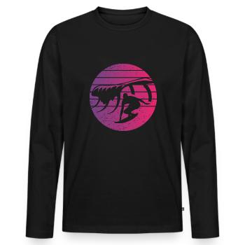 Surfen Retro Style Vintage - Männer Premium Bio Langarmshirt - Schwarz - Vorne - Nico (187cm)