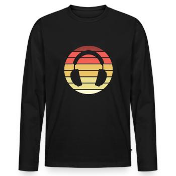 Headphones Retro Style Vintage - Men's Premium Organic Long Sleeve Shirt - black - Front - Nico (187cm)
