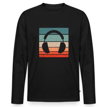 Headphones Retro Style Vintage - Men's Premium Organic Long Sleeve Shirt - black - Front - Nico (187cm)