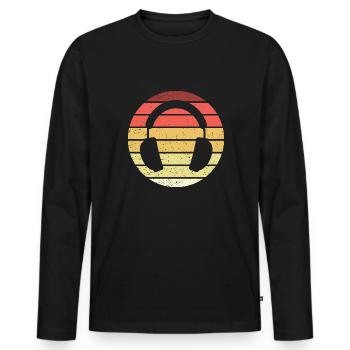 Headphones Retro Style Vintage - Men's Premium Organic Long Sleeve Shirt - black - Front - Nico (187cm)