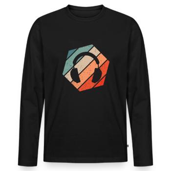 Headphones Retro Style Vintage - Men's Premium Organic Long Sleeve Shirt - black - Front - Nico (187cm)